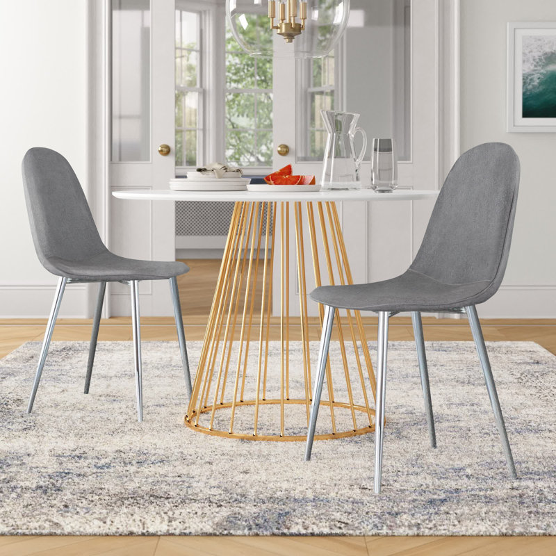 Elzada 18.5'' H Upholstered Side Chair, Black, Charcoal Polyester Blend 
