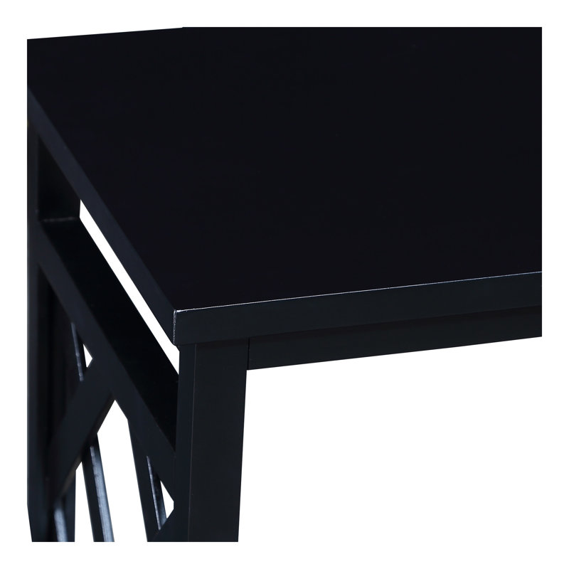 Console à 3 niveaux avec tablettes de rangement, bibliothèque ouverte avec pieds en bois massif pour le couloir, le salon et la chambre à coucher. Noir