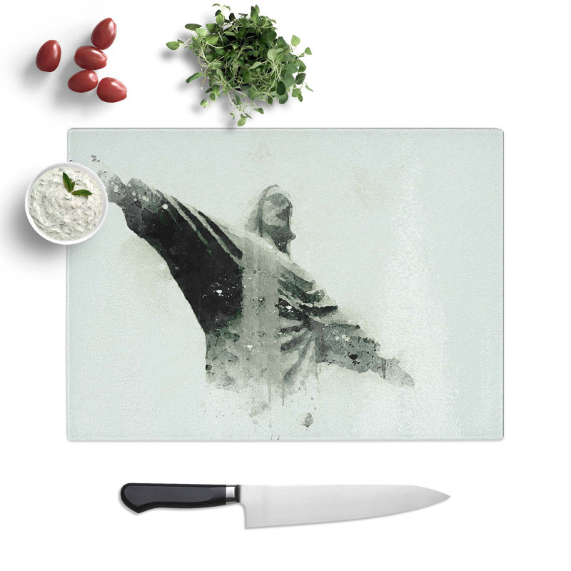 Tempered Glass Corcovado in Rio De Janeiro Brazil Chopping Board, 28.5 cm W x 20 cm L