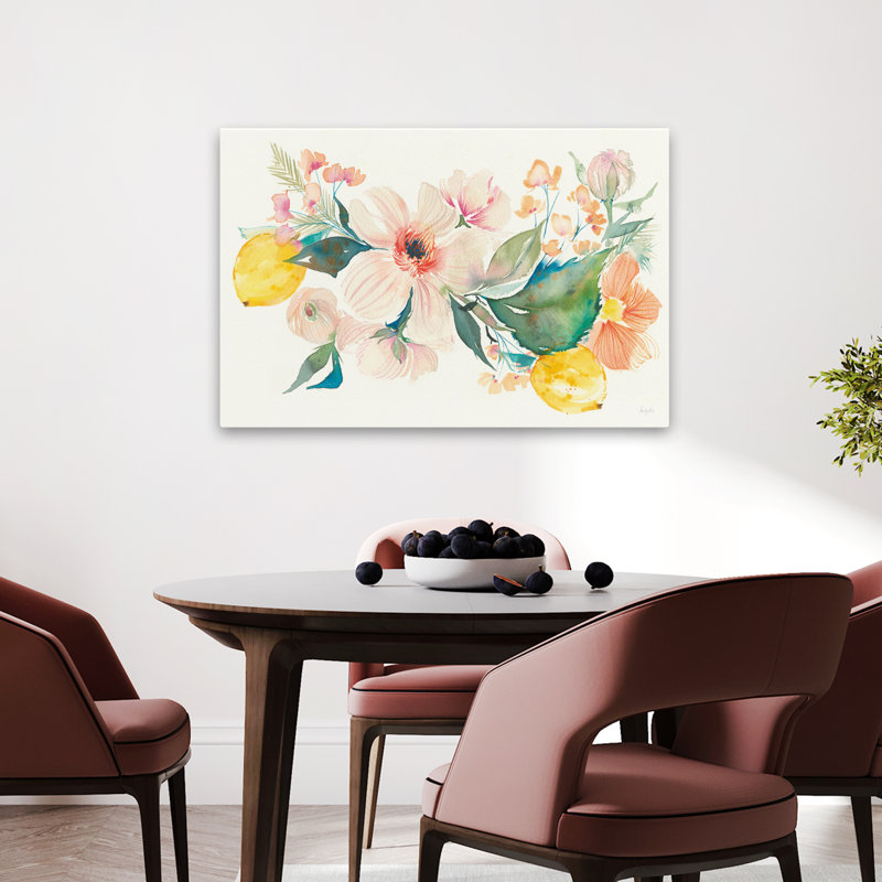Agrume d'été II - Bouquets botaniques, art corail, H 24 po x l 36 po