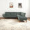 Canapé modulaire en L de style Mid-Century avec dossier capitonné et coussins décoratifs