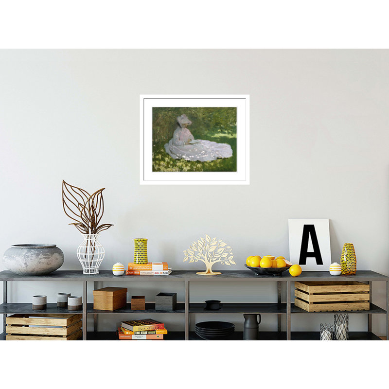 «Springtime» par Claude Monet, impression giclée encadrée, H 23,5 po x l 28,73 po