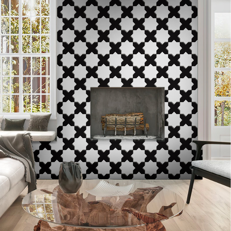 Siena 5.35'' W x 5.35'' L Ceramic Singular Tile, Black