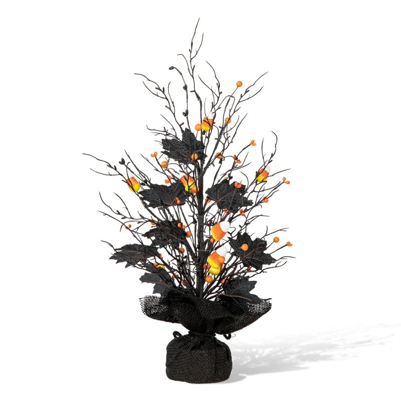 21"H Lighted Halloween Candy Corn Berries Table Tree