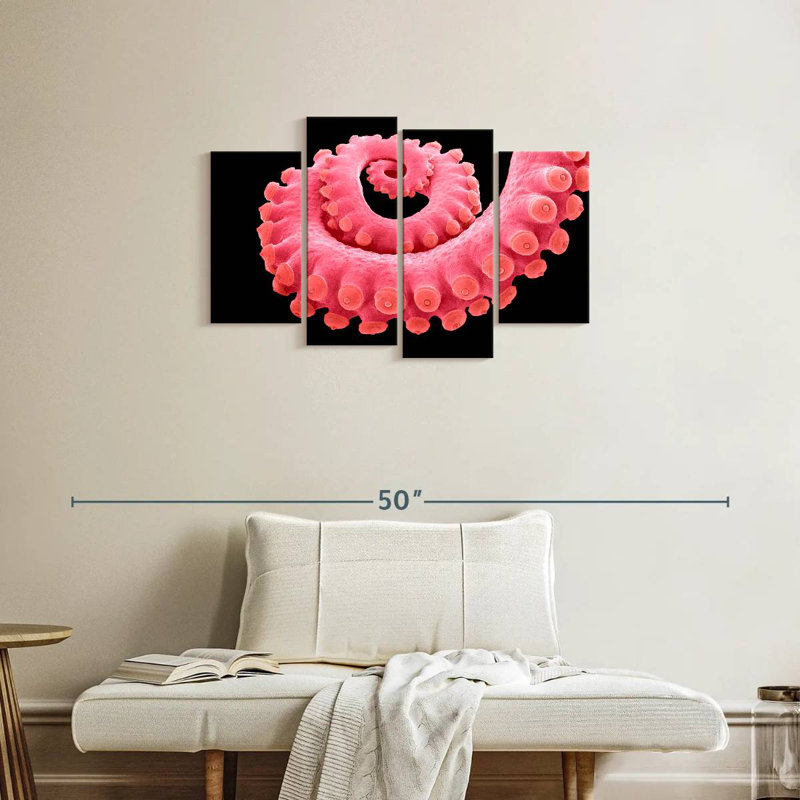 Pieuvre rose tentacule, H 22 po x l 36 po