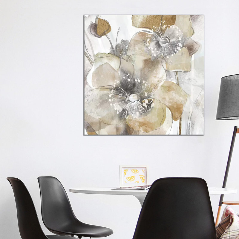 Taupe Spring Poppy Ii by Maria Donovan - Wrapped Canvas Painting, No Frame, 45.72 cm H x 45.72 cm W x 3.175 cm D