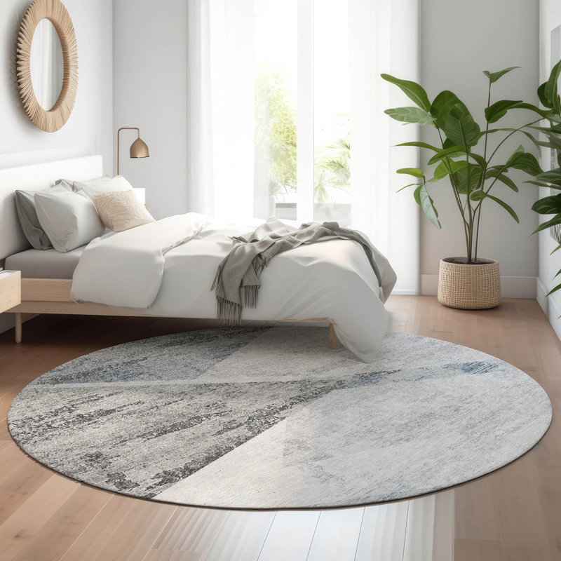 Premium Machine Washable Prisco Sky Rug, Round 8'