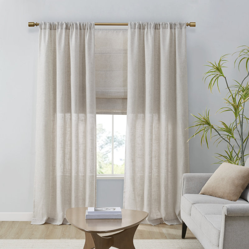 Kyler Natural Linen Blend Light Filtering Curtain Panel Pair 52x84", Natural