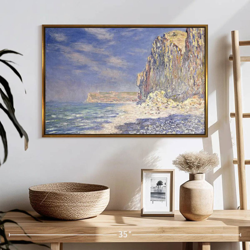 Falaises près de Fecamp, 25 po x 17 po, Cadre flottant doré