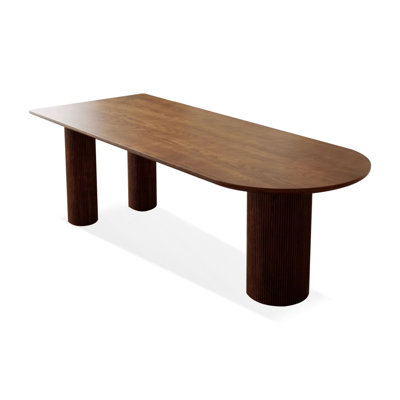 Nut-brown Half-circle Solid Wood Dining table