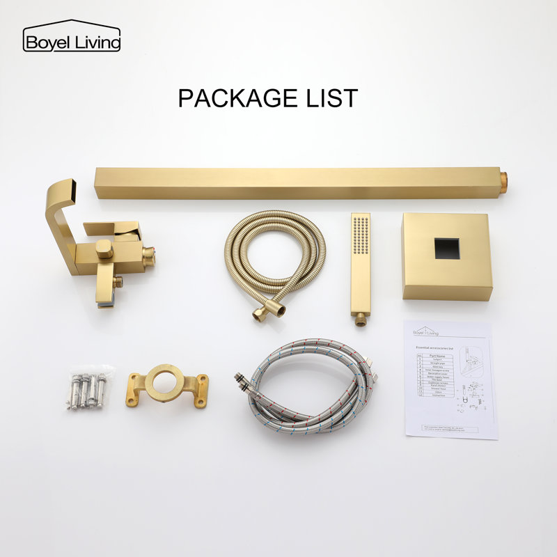 1 Handle Floor Clawfoot Tub Faucet with Diverter, Brushed Gold