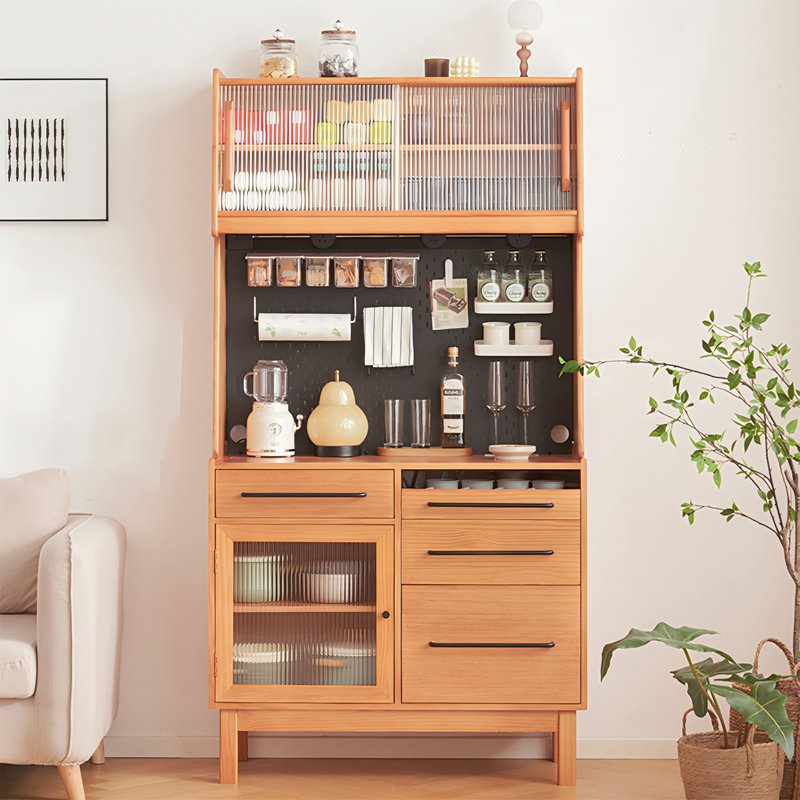 33.46"Solid Wood Pine Brown Sideboard