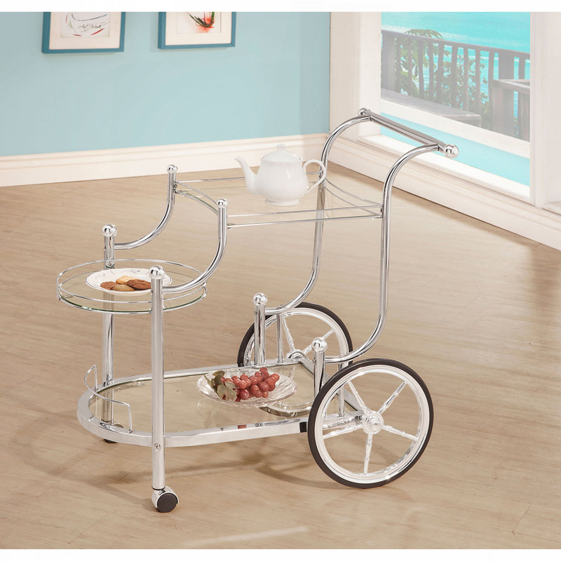 Reia Chrome 3-Tier Serving Cart With Casters