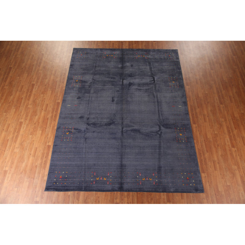 Tapis oriental rayé Gabbeh 9 x 12