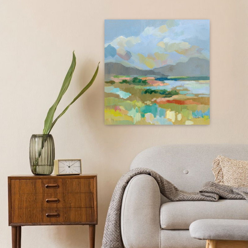 Soleil contemporain avec art bleu-brun, H 24 po x l 24 po