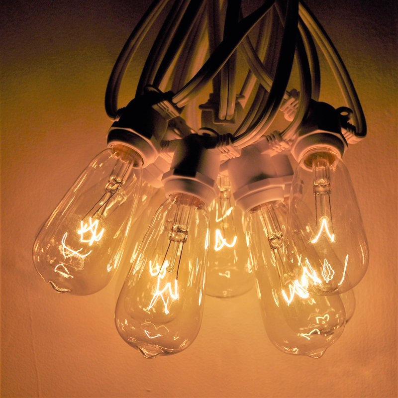 Commercial Edison String Lights Outdoor Plug-in String Light, White, 300" L
