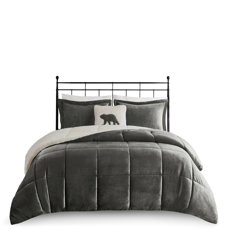 To King Comforter - , Elegant Look Charcoal Bedding Soft, Cozy Sleep, King Comforter + 2 Standard Shams + 1 Pillowcase