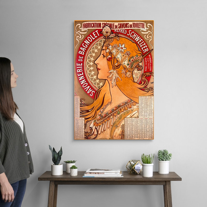 «Savonnerie de Bagnolet», affiche rétro, par Alphonse Mucha, par Alphonse Mucha, reproduction sur toile flottante