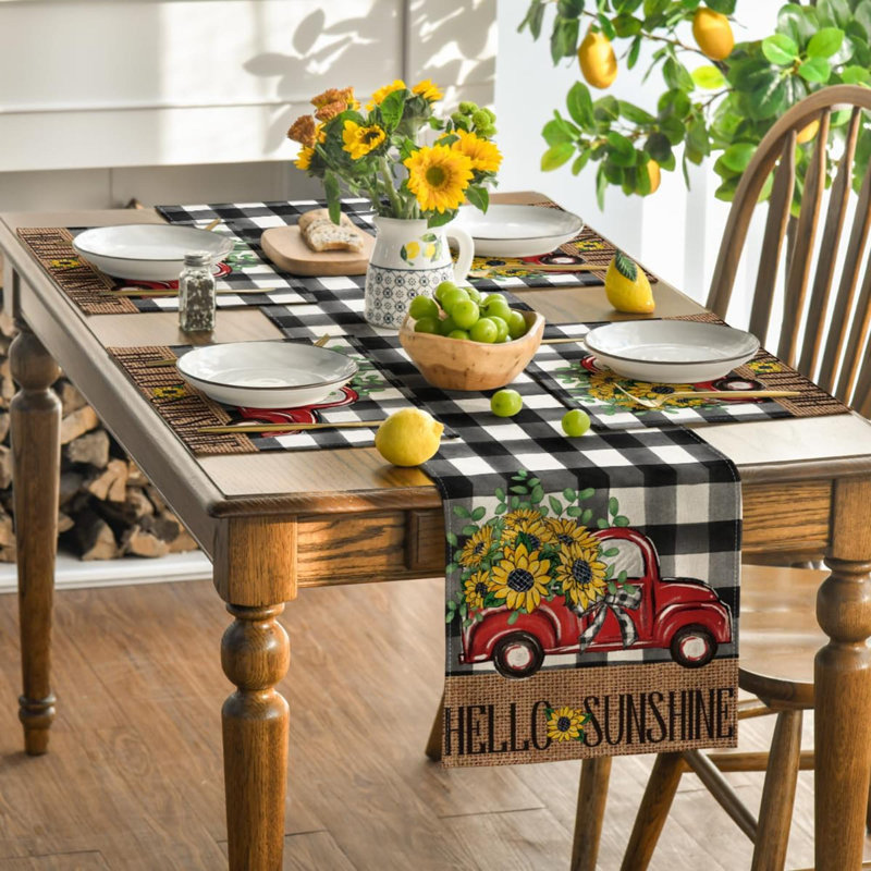 Katti Polyester Blend Rectangle Placemat, Black/White