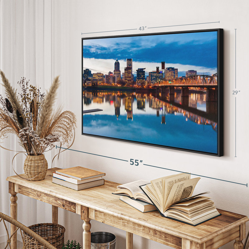 «Willamette River In Portland», reproduction sur toile, H 29 po x l 43 po