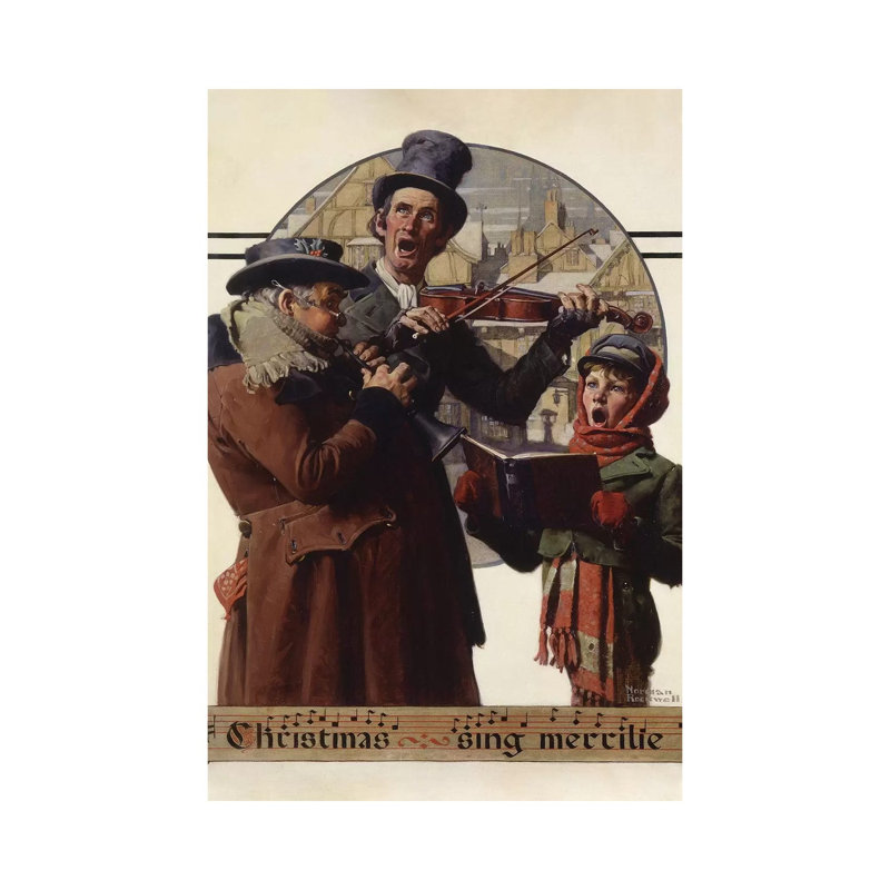 Christmas Trio by Norman Rockwell - Wrapped Canvas Gallery-Wrapped Canvas Giclée, 20.32 cm H x 30.48 cm W
