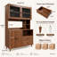Armoire de cuisine de 47 pouces avec portes vitrées, support pour micro-ondes et buffet