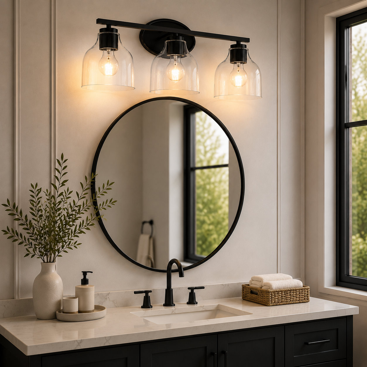 Dimmable Vanity Light, 3, Matte Black