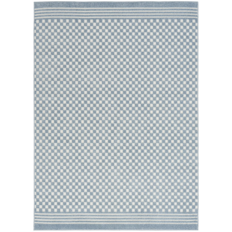 Ebern Designs Care Free Blue Modern Indoor Rug, Rectangle 3'11" x 5'11"