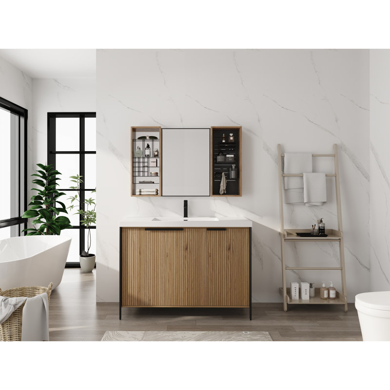 Miroir de salle de bain avec rangement