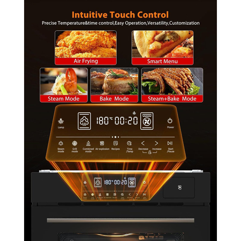 Luku 24" Black Electric Convection Wall Oven with Touch Control