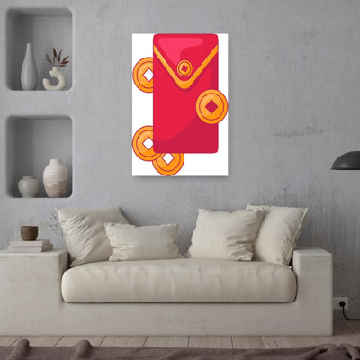 Lucky Red Envelope Coins Traditional Wall Art