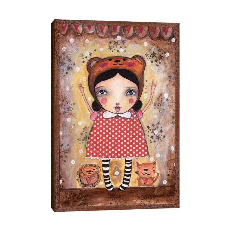 Yay by Tamara Laporte - Print on Canvas, 66.04 cm H x 45.72 cm W, Classic Brown Wood Framed