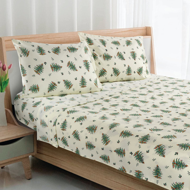 Gray Gnome Print Cotton Flannel Queen Sheet Set