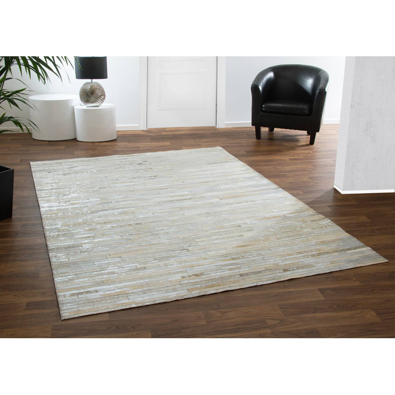 Stockett Striped Cowhide Area Rug, Rectangular 170 x 240cm