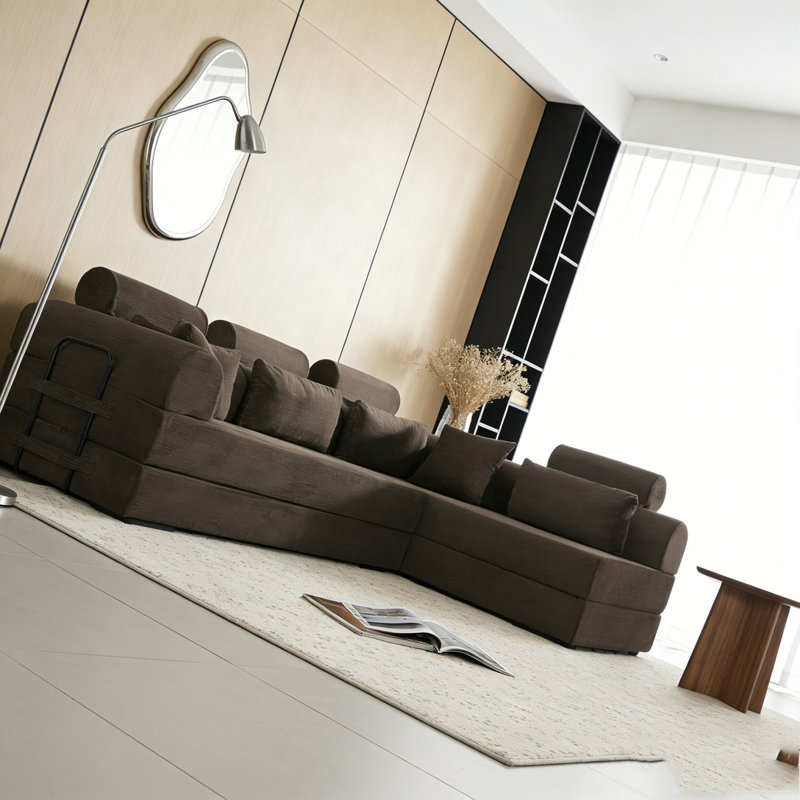 Canapé modulaire en L, Brun