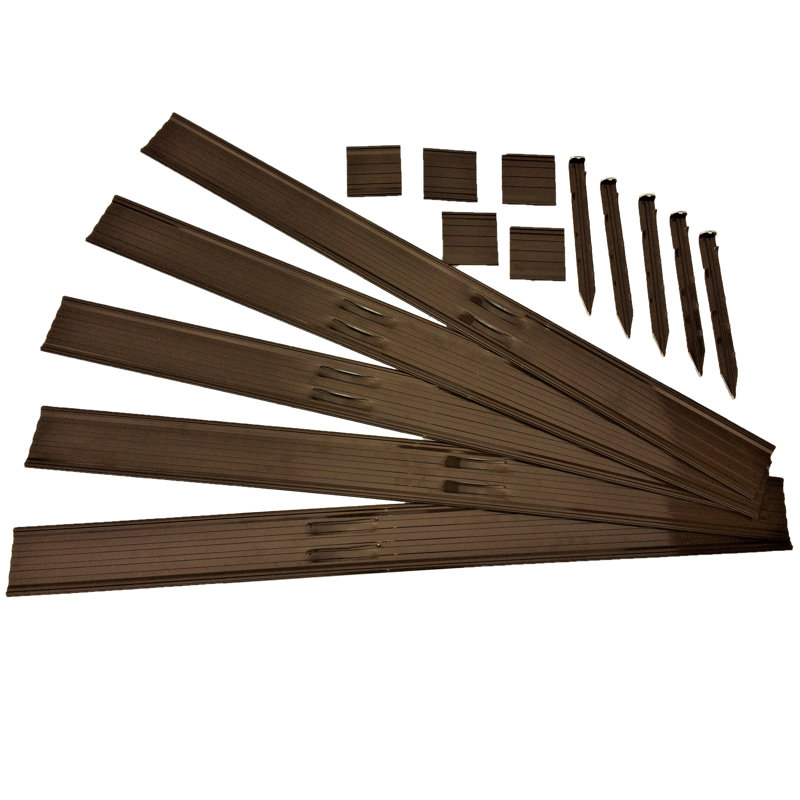 Swift Edge Rust-free Aluminium Garden Lawn & Border Edging - with connecting strips & fixing stakes, Brown