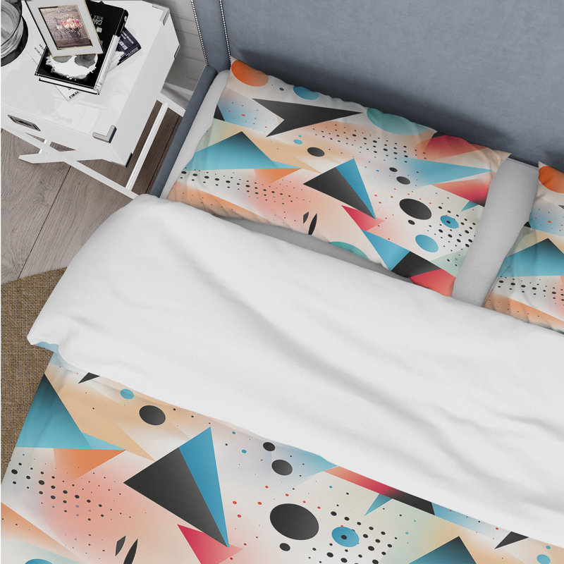 Ensemble de housse de couette multicolore éclectique, Housse de couette simple + 1 taie décorative stan