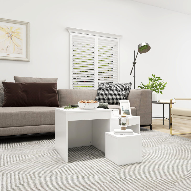 Gnesis Nesting Tables 3 pcs Engineered Wood, White, White