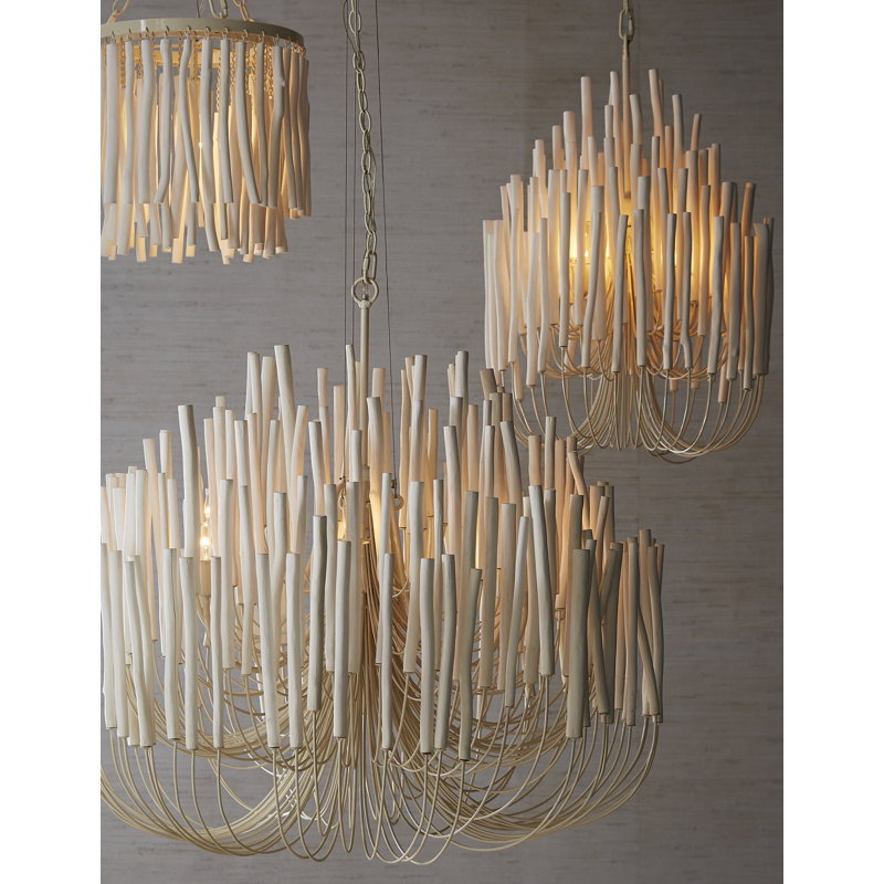 Tilda Chandelier, 30" H x 21" W x 21" D, Whitewash Stained Wood