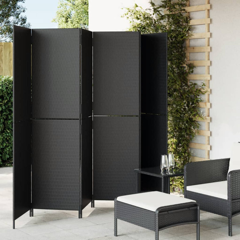 Neyzer Folding Room Divider, 180cm H x 294 cm W, Black, 6