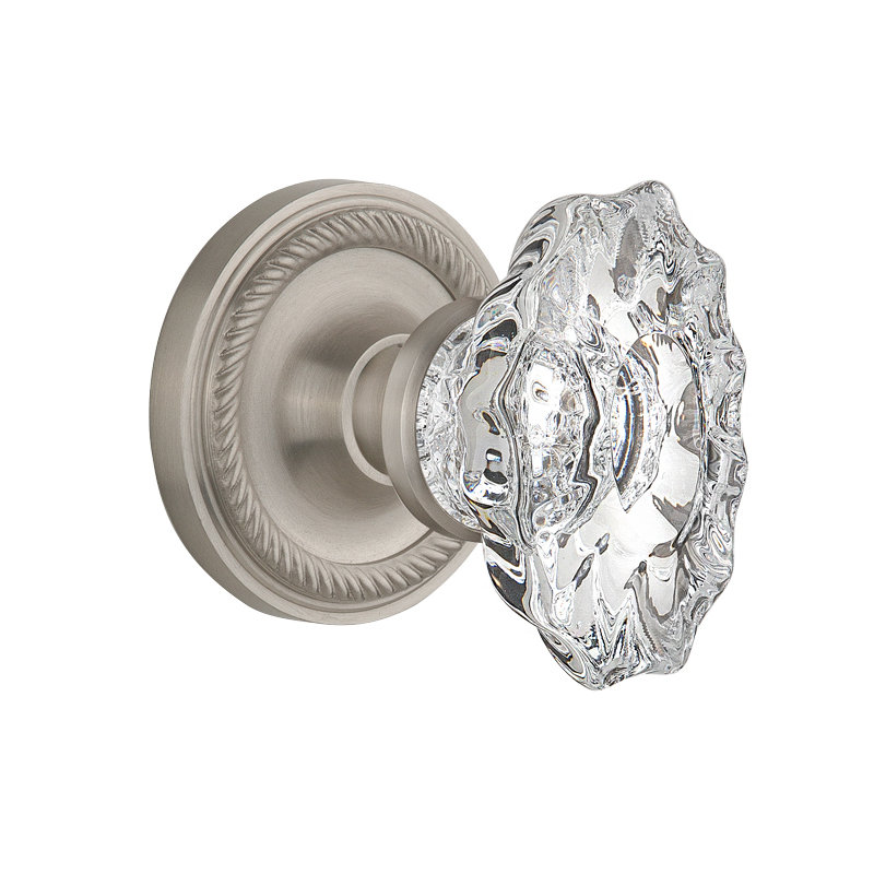 Rope Rosette with Chateau Door Knob, Satin Nickel