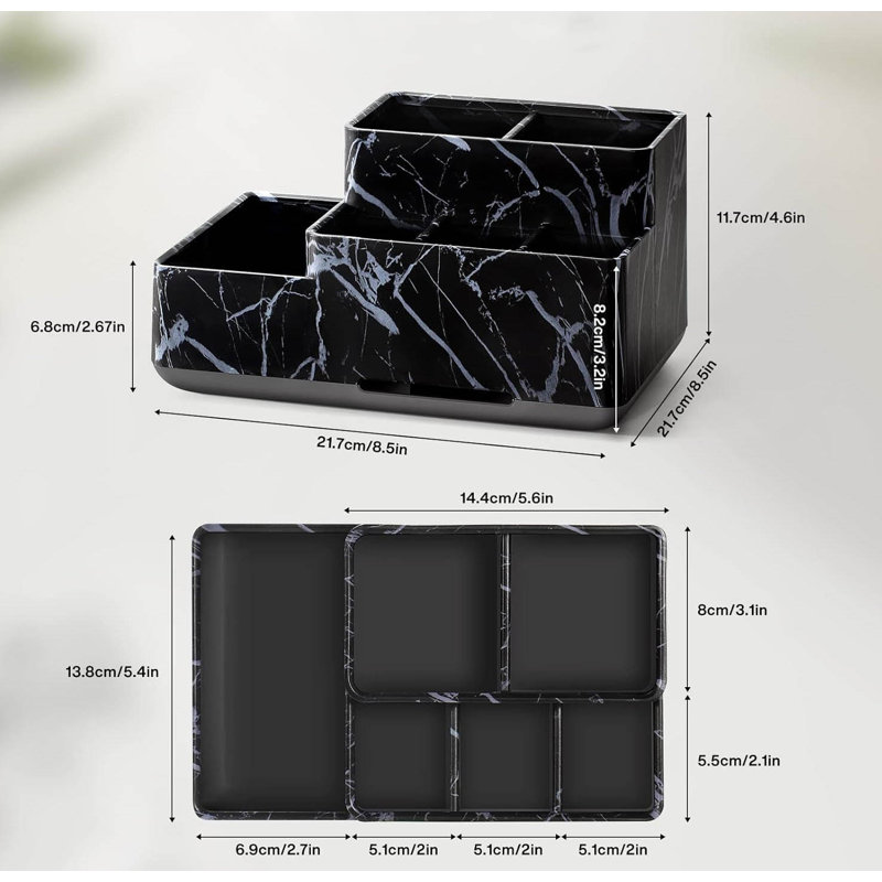 Bathroom Accessory Set, Black Marble