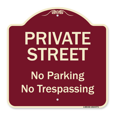 Enseigne Signmission Designer Series - rue privée, sans stationnement ni intrusion | Enseigne architecturale en aluminium de gros calibre brun clair et vert 18 po x 18 po | Protégez votre entreprise et votre commune | Fabriqué aux États-Unis