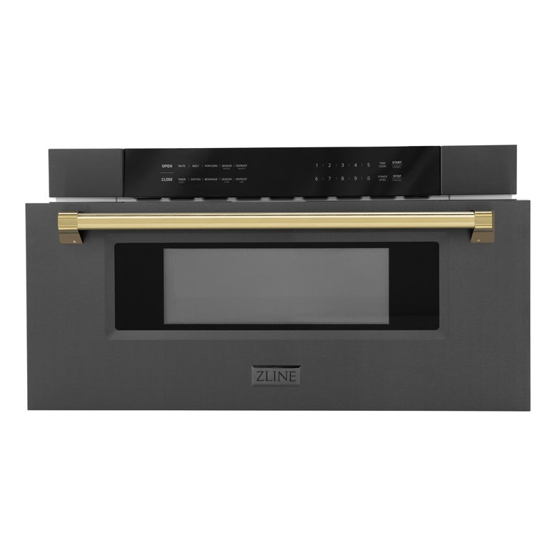 ZLINE 30 in 1.2 cu. ft. Built-in Microwave Drawer, Gold, Black Stainless Steel