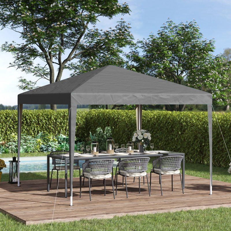 3 X 3m Pop Up Gazebo With Sides, Waterproof Uv Resistant 210d Oxford Canopy, Height Adjustable Steel Frame Marquee With Carry Bag, Guy Ropes & Ground Stakes, Grey