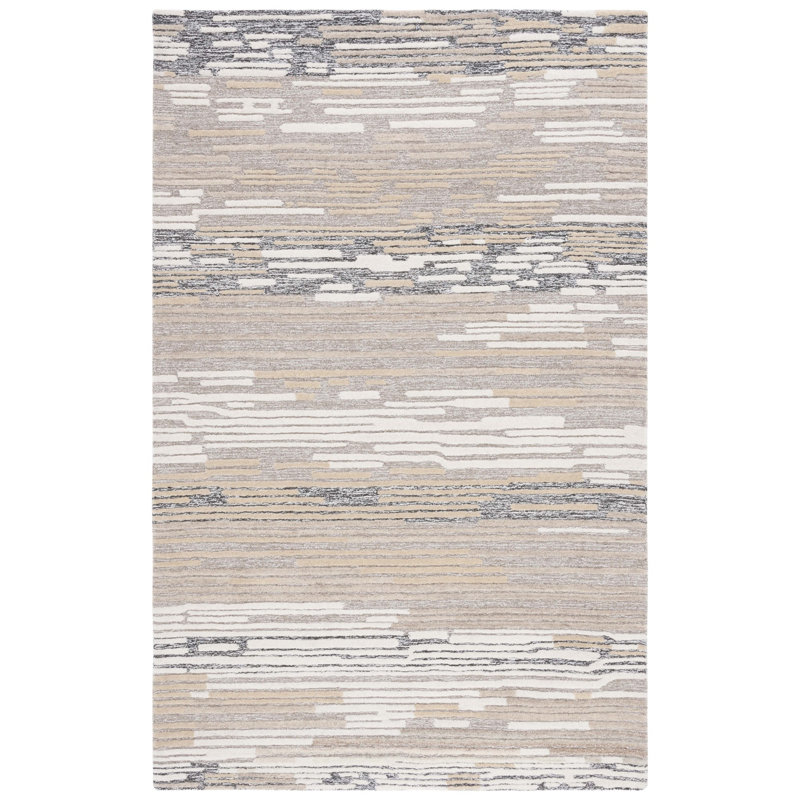 Tapis en laine / coton touffeté à la main Jeyda brun clair / beige, Rectangle 5 pi x 8 pi