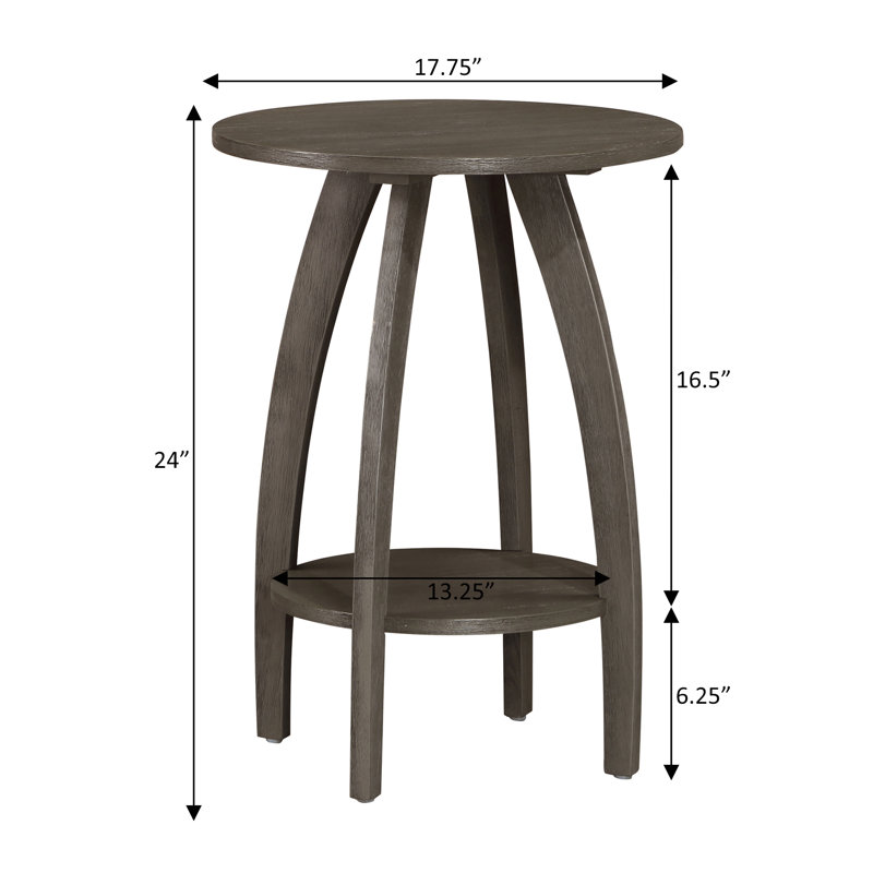 Table de bout ronde avec tablette Cabool, Gris foncé brossé