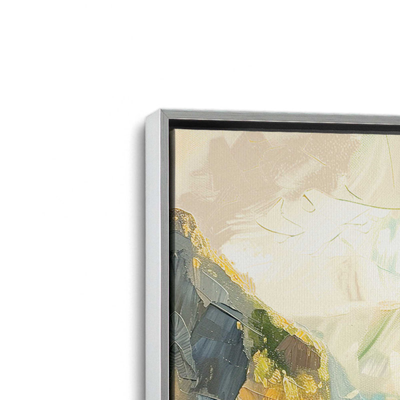 «Positano Beachfront Idyll on Canvas» par Azure Artisanal Studio, reproduction, Reproduction avec cadre flottant, Chrome poli