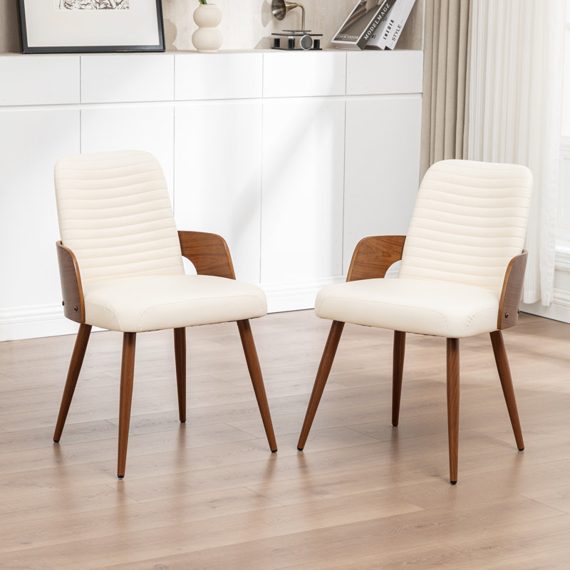 Carman Upholstered Dining Chair, Faux Leather Beige