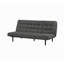 Canapé futon gris foncé avec capitonnage biscuit et appui-tête réglable, convertible en méridienne ou en lit pour un confort polyvalent